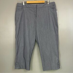 NEW Roz & Ali Size 16W Secret Agent Tummy Control Blue Crop Cotton Stretch Pants